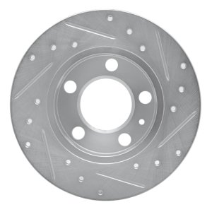 Audi A1 Brake Rotor (1) - Rear Left - R1 Concepts - Drilled & Slotted - Silver - `98-`24